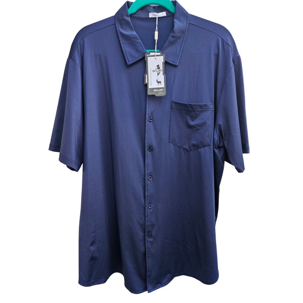 NWT Bojin Poly-Spandex S/S button shirt XL 50/Chest Quality Stretch Material B38